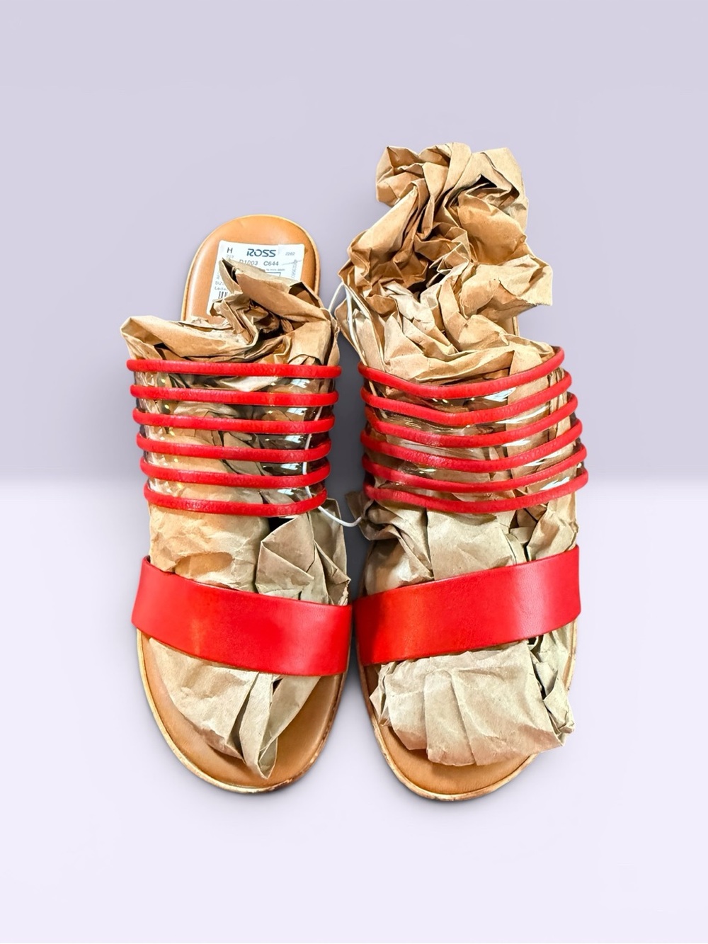 Contessa Italian Red Strappy Slide Platform Sandals for Women Sz 8.5